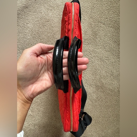 Kate Spade Quilted Bag EUC Signature Spade Quilted Chad Laptop Bag Red Orange - Picture 7 of 17